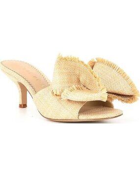 Gianni Bini Wendell Raffia Bow Mule Slide SANDALS Size 5.5 Kitten Heel NEW